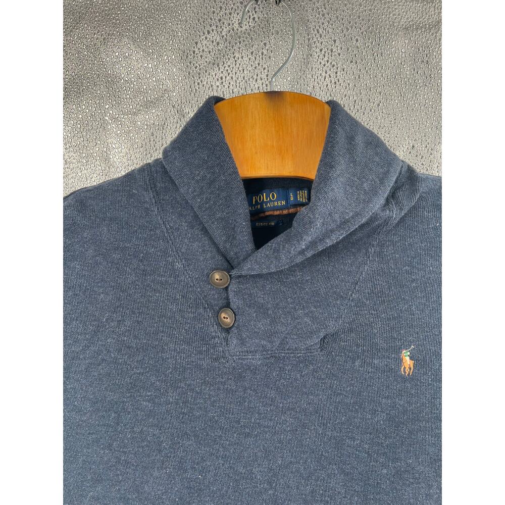 Polo Ralph Lauren Estate Rib blue collared sweater sweatshirt size L